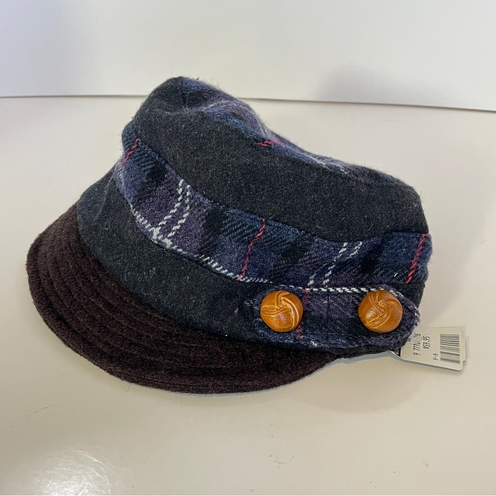 Vintage NWT Wool Walnut Tweed Cap Town Shoes Grace Hats Plaid Hat Women's